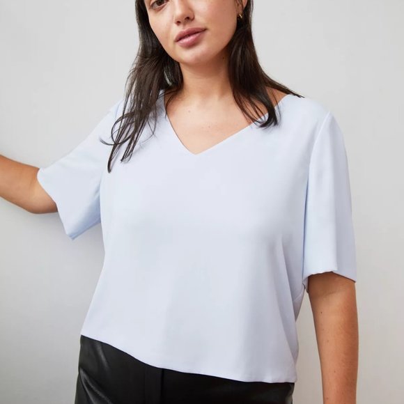 Babaton Randy V-Neck Shirt in Green - Picture 1 of 4